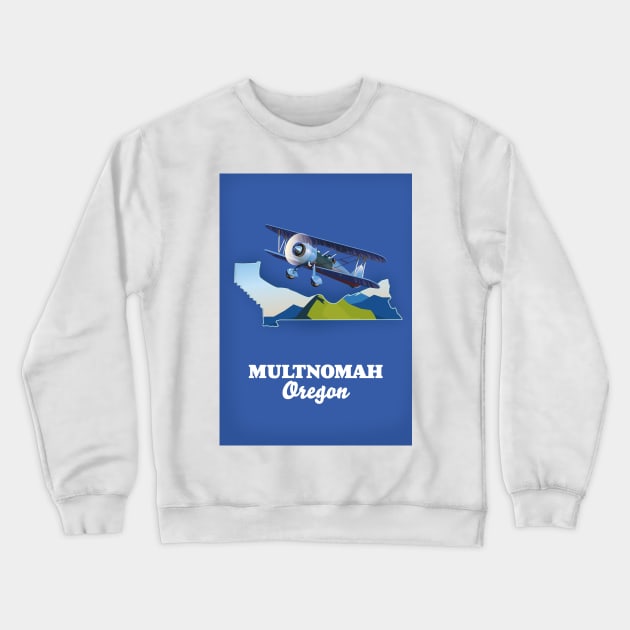 Multnomah Oregon travel map Crewneck Sweatshirt by nickemporium1